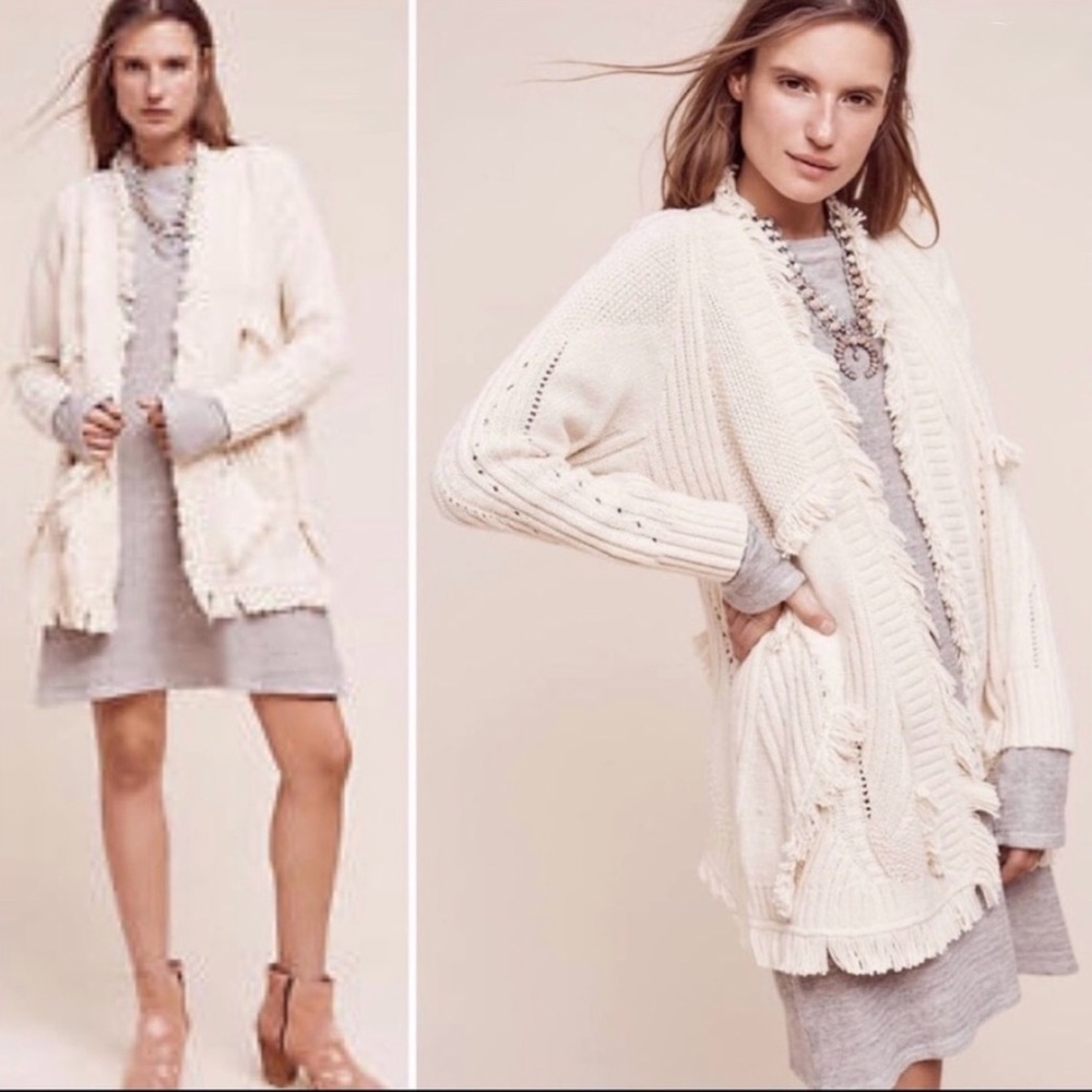 Anthropologie Cream Women's Cardigan Sweater, Size Medium